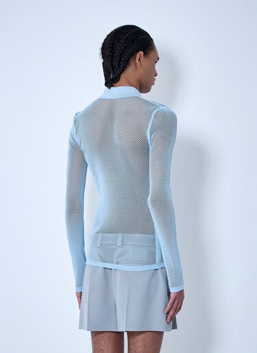 Gucci Embossed Technical Mesh Polo Top Light Blue guc0160005