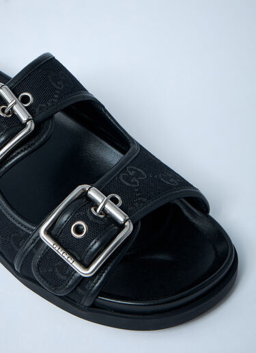 GG Slide Sandals With Buckles Gucci GG Slide Sandals With Buckles Black guc0161045