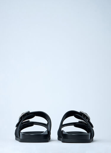 GG Slide Sandals With Buckles Gucci GG Slide Sandals With Buckles Black guc0161045