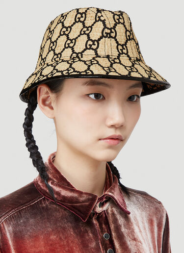 Woven-Straw Bucket Hat Gucci Woven-Straw Bucket Hat Beige guc0239044