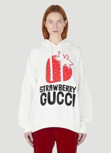 Strawberry Hooded Sweatshirt Gucci Strawberry Hooded Sweatshirt White guc0247070