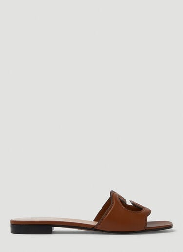 Interlocking G Cut-Out Sandals Gucci Interlocking G Cut-Out Sandals Brown guc0250114