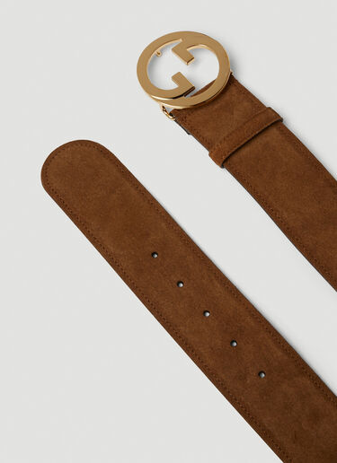 Gucci GG 로고 플라크 블론디 벨트 브라운 guc0250211