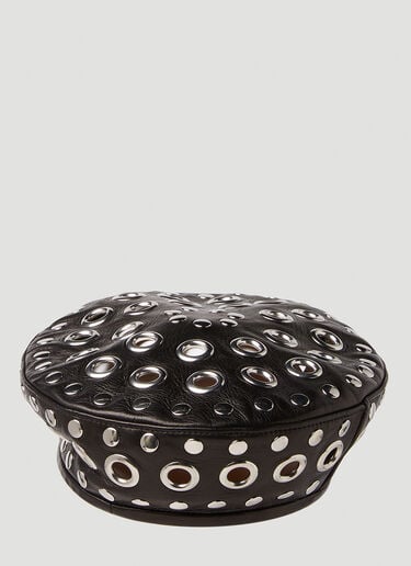 Leather Embellished Beret Gucci Leather Embellished Beret Black guc0251016