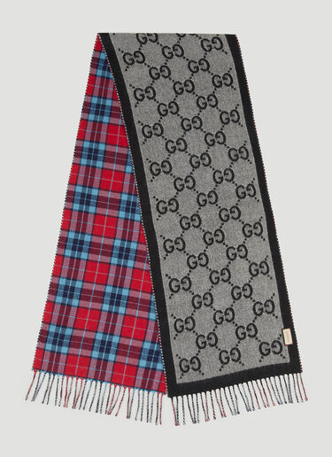 GG Reversible Check Scarf Gucci GG Reversible Check Scarf Grey guc0251089