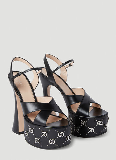 互锁双 G 铆钉厚底凉鞋 Gucci 互锁双 G 铆钉厚底凉鞋 黑色 guc0251160