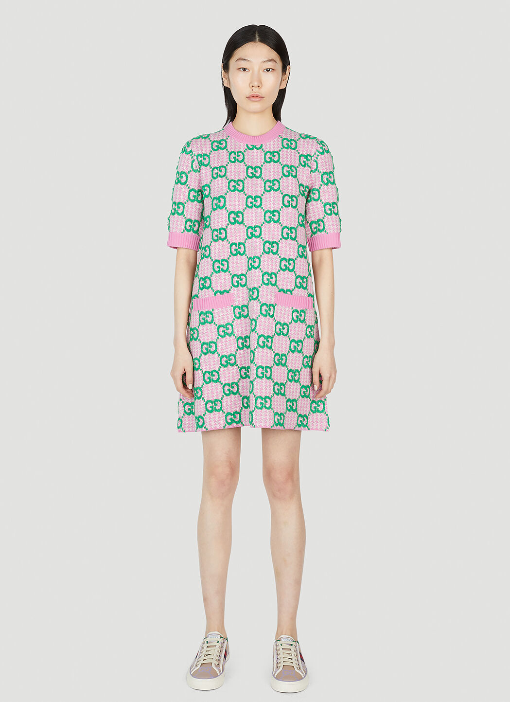Rose Museロゼミューズjacquard check dress Rose Muse shoulder ribbon jacquard dress｜Yahoo!フリマ（旧
