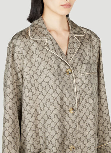 GG Supreme Silk Shirt Gucci GG Supreme Silk Shirt Khaki guc0253078