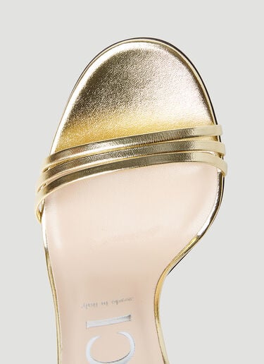 Metallic Leather Heeled Sandals Gucci Metallic Leather Heeled Sandals Gold guc0253115