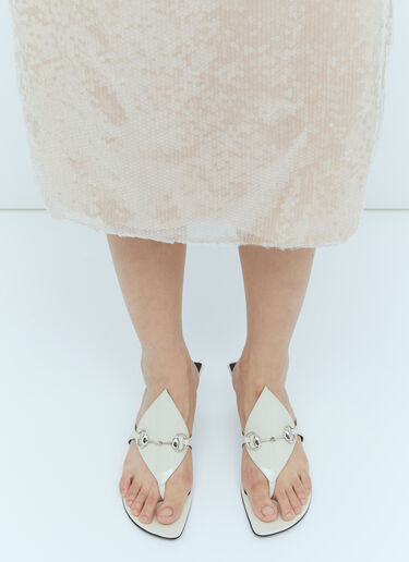 Gucci Horsebit Thong Heeled Sandals White guc0254036
