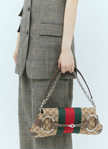 Gucci GG 马衔扣链条中号单肩包 棕色 guc0254054