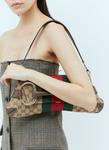 Gucci GG 马衔扣链条中号单肩包 棕色 guc0254054