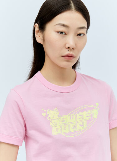 그래픽 아플리케 티셔츠 Gucci 그래픽 아플리케 티셔츠 핑크 guc0255056