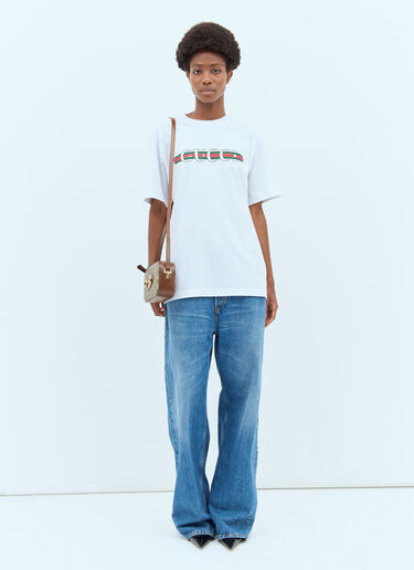Gucci 로고 프린트 티셔츠 화이트 guc0257007