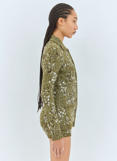 Gucci Tweed Blend Polo Cardigan Green guc0258004