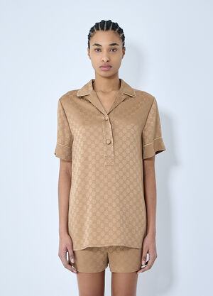 Gucci GG 새틴 셔츠  브라운 guc0259026