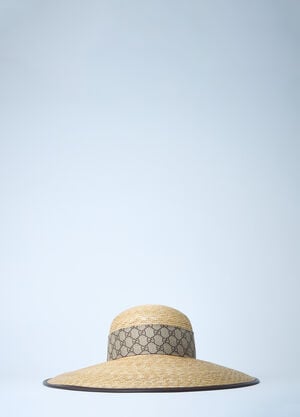 Gucci Straw Wide Brim Hat With GG Bow Beige guc0261054