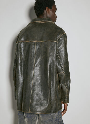 Guess USA 잔주름진 가죽 코트 브라운 gue0154002