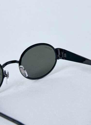 Gucci 모노그램 금속 타원형 선글라스  블랙 gus0159083