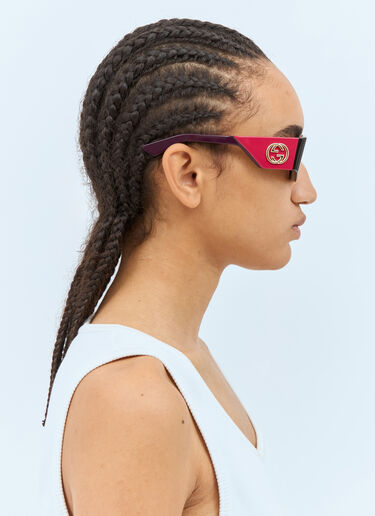 Gucci レクタンギュラーフレームサングラス ブラウン gus0257004