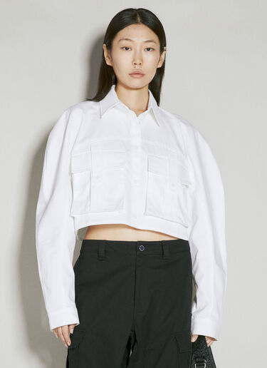 Han Kjøbenhavn 카고 포켓 크롭 셔츠 화이트 han0254003
