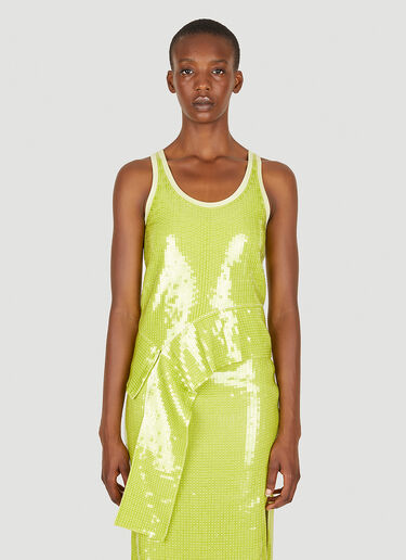 Helmut Lang 비대칭 탱크 탑 그린 hlm0249014
