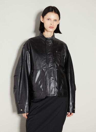 밴드 칼라 가죽 재킷 Helmut Lang 밴드 칼라 가죽 재킷 블랙 hlm0253002