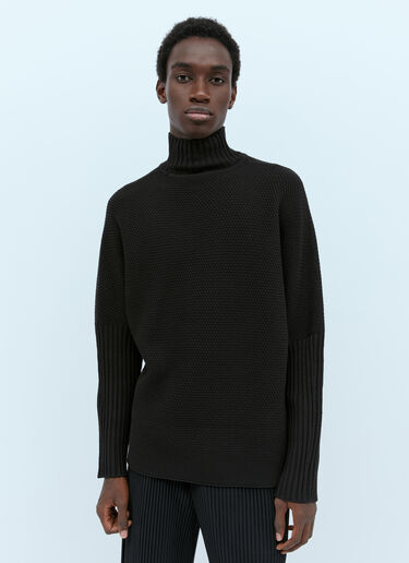 High Neck Rustic Knit Sweater Homme Plissé Issey Miyake High Neck Rustic Knit Sweater Black hmp0154003