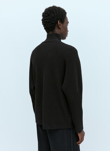 High Neck Rustic Knit Sweater Homme Plissé Issey Miyake High Neck Rustic Knit Sweater Black hmp0154003