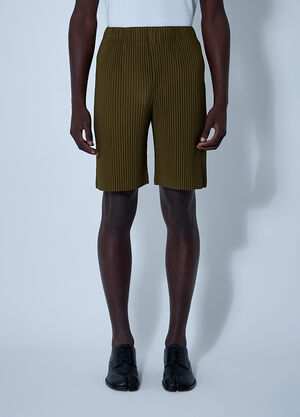 Homme Plissé Issey Miyake 褶裥短裤  卡其色 hmp0161004