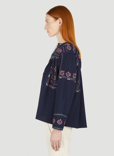트레야 자수 태슬 디테일 탑 Isabel Marant Étoile 트레야 자수 태슬 디테일 탑 블루 ibe0247017