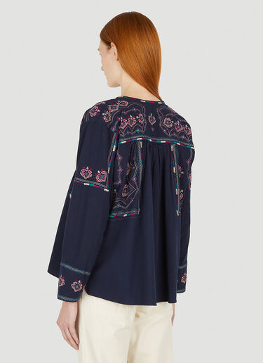 트레야 자수 태슬 디테일 탑 Isabel Marant Étoile 트레야 자수 태슬 디테일 탑 블루 ibe0247017