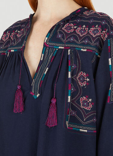 트레야 자수 태슬 디테일 탑 Isabel Marant Étoile 트레야 자수 태슬 디테일 탑 블루 ibe0247017