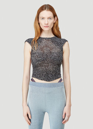 Isa Boulder Scan Crochet Top Black isa0244005