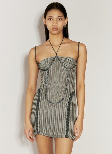 Petal Open-Knit Mini Dress Isa Boulder Petal Open-Knit Mini Dress Grey isa0255007