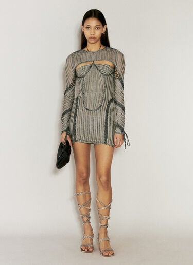 Petal Open-Knit Mini Dress Isa Boulder Petal Open-Knit Mini Dress Grey isa0255007