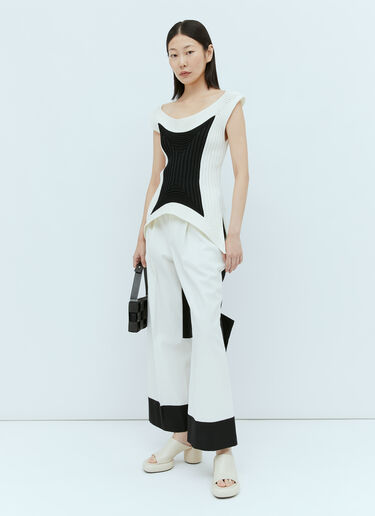 Issey Miyake 콘트라스트 팬츠 화이트 ism0254001