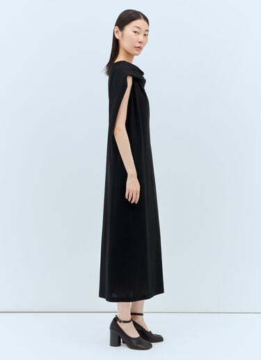 ドレープネックライン ミディドレス Issey Miyake ドレープネックライン ミディドレス ブラック ism0257003