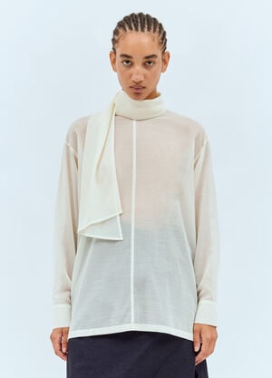 Issey Miyake 숄 디테일 시어 셔츠 오프 화이트 ism0258003