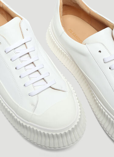 Jil Sander Ribbed-Sole Leather Sneakers White jil0133002