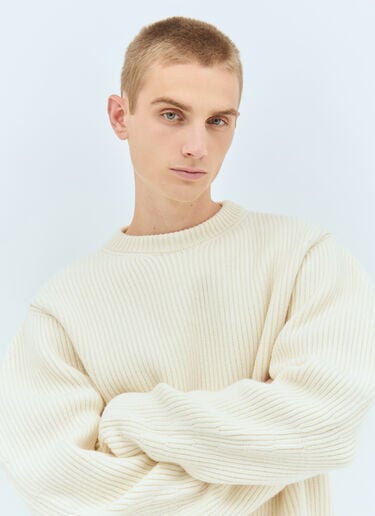 Jil Sander Crewneck Wool Sweater Cream jil0158003