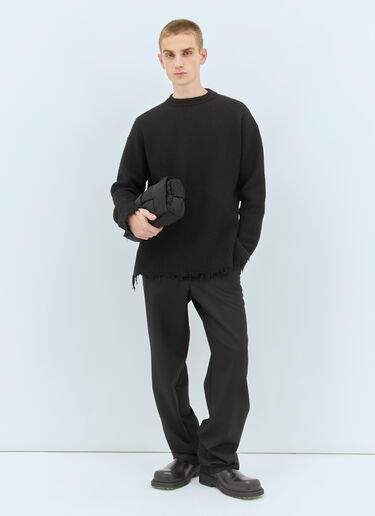 Jil Sander Crewneck Frayed Sweater Black jil0158004