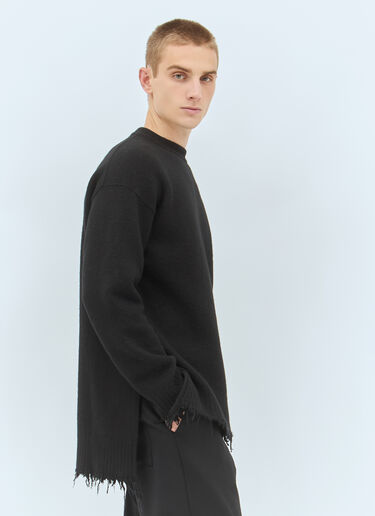 Crewneck Frayed Sweater Jil Sander Crewneck Frayed Sweater Black jil0158004