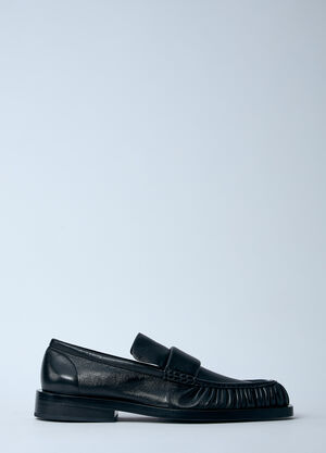 Jil Sander Ruched Leather Loafers Black jil0161008