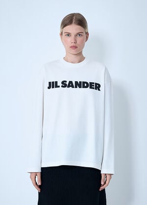 Jil Sander Logo Motif T-Shirt White jil0262007