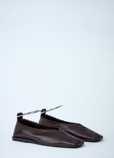 Jil Sander 皮革芭蕾平底鞋  棕色 jil0262012