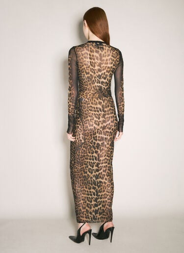 Leopard Mesh Maxi Dress Jean Paul Gaultier Leopard Mesh Maxi Dress Brown jpg0258036