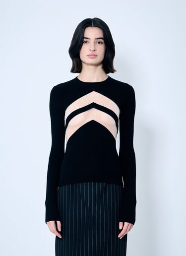 Jean Paul Gaultier 透明拼接罗纹毛衣 黑色 jpg0259013