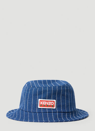 로고 스탬프 데님 스트라이프 버킷 햇 Kenzo 로고 스탬프 데님 스트라이프 버킷 햇 블루 knz0154033