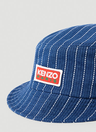 로고 스탬프 데님 스트라이프 버킷 햇 Kenzo 로고 스탬프 데님 스트라이프 버킷 햇 블루 knz0154033